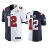 Tampabaybuccaneersmen 12 Tom Brady 87 Rob Gronkowski Beyaz Donanma Süper Bölünmüş Kase Buharı Sınırlı Futbol Futbol Jersey