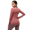 Full l_8031 zip ceketler ince fit yoga sweatshirtler hızlı kuruyan uzun kollu gömlekler sonbahar kedik kalça uzunluğu spor ceketi