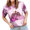 Women's T Shirts Womens Tie Dye Fashion Top Breast Cancer Prevention Printed Short Sleeve For Summer Women Loose Tops