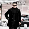 Men's Trench Coats 2022 Men's Mink Velvet Coat Middle-aged And Elderly Gold Mid-length Thick Warm