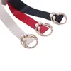 Cinture Perle Perline O-Ring Fibbia Cintura lunga Ampia morbida pelle PU per donna Abito Fibbie a cerchio dorate Cintura moda Festa