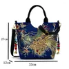 Sacs de soirée Sac à main pour femme Style ethnique Toile Sac à bandoulière décontracté Mode Paon Broderie Satchel Fourre-tout Dames Bandoulière