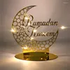 Cordes Eid Mubarak Artisanat Décoratif Acrylique Ornement Avec Guirlande Lumineuse Led Ramadan Festival Décoration De La Maison Islam Musulman Décor Fournitures