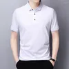 Men's T Shirts Middle Aged Men's T-Shirt Summer Fashion Design Lapel Clothing Short Sleeve Silk All-match Slim Daily Loose Comfortable