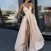 فساتين الحفلات الفاخرة أنيقة النساء الساتان Maxi Slip Bress مأدبة رسمية مثيرة مثيرة مع الفساتين السامية للسيدات الرائعة T220930