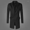 Men's Trench Coats England Style Mens Cashmere Wool Overcoat Streetwear Office Casual Single Button Slim Coat Autumn Winter Black Formal