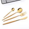 Conjuntos de talheres TERPRUN 24PCS Conjunto de talheres de ouro laranja de aço inoxidável espelho de mesa de mesa ocidental Fork Spoons Spuoons Kitchen Dinner