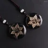 Chaines 6pcs Orgonite Energy Oynx Pendant Collier Pendule Natural Stone Noir Bijoux d'obsidienne Bijoux Colliers pour grossiers