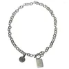 Kettingen Harajuku Donkere Stijl Rond Vierkant Teken Combinatie Letters Roestvrij Staal Korte Ketting Titanium Sleutelbeen Ketting