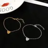 Charm Bracelets Fashion Simple Chain Peach Heart Bracelet Anklet Gold Ladies Stainless Steel Gift Support Wholesale
