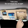Car Organizer Sun Visor Space Saving Multi-function Easy To Apply Faux Leather Card Document Storage Pocket Wallet For SUV