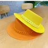Berets Straw Hat Macaron Color Sun Flat Top Fashion Chain with Acryl Beach Candy