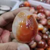 Decorative Figurines 50mm Red Orange Carnelian Agate Egg Sparkling Natural Lapidary Veins Mineral