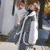 Frauenfell Houndstooth Lambswool Patchwork Mantel Winter Dicke warme Frauen lose Kunstjacke High Street Plaid Pl￼sch Mode Overtock