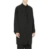 Heren Trench Coats Men's lange mouwen zwarte jas vrije tijd eenvoudige massieve kleur veer dubbelzijds multi-pocky windjack medium