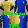 2022 Versión de jugador Jersey Camiseta de Futbol Paqueta Brasils Neres Coutinho Camisa de fútbol Jesús Marcelo Casemiro Brasil 22 23 Maillots Football Men sets