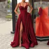 Partykleider Luxus elegante Frauen Satin Maxi Slip Kleid Bankett formelle ärmellose sexy geteilt mit ablaufenden exquisiten Frauenabendkleidern T220930