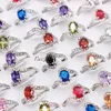 Anneaux de mariage Yingwu 20pcs / Lot Argent Strass Anneau Femme Cocktail Coloré CZ Femmes Zircone Bijoux Anillos Mujer