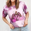 Women's T Shirts Womens Tie Dye Fashion Top Breast Cancer Prevention Printed Short Sleeve For Summer Women Loose Tops