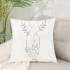 Kissen Quadratischer Strichmännchen-Druck Kissenbezug Schwarz Weiß Handdruck Home Sofa Coffee Shop Cover Rest Dekoration