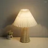 Table Lamps Euro Pleated Lamp Rattan Base Desktop Decorative Led Reading Light Dimmable USB 5V For Living Room Bedroom Bedside Home