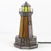 Table Lamps Tiffany Bedroom Bedside Gift Night Light Glass Building Tower Living Room Cabinet Bar Decoration