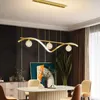 Candeliers Nordic LED Restaurant Chandelier Light Luxury Long Trip Table Lamp Creative 2022 Dining Room Bar Simple Modern