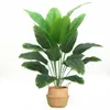 Decorative Flowers 32in Tropical Large Artificial Plants Fake Ficus Tree Branch Plastic Banana Leafs Green Palm Trees For Home Garden