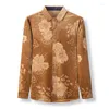 Męskie koszule 2022 Autumn Spring Men Golden Silk Velvet Man Long Rleeve Floral Velor Shirt