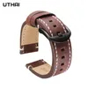 UTHAI P111 Geniune Bracelets de montre en cuir de veau rétro haut de gamme 20mm 22mm Boucle en argent Bracelet universel noir