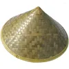 Berety ręcznie robione splot szerokie grzbiet na zewnątrz określenie słoneczne czapki moda unisex bambus rattan hat stożka rybacka czapki deszczowe czapki deszczowe