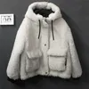 Vestes pour femmes blanc laine d'agneau coton épaissi manteau court à capuche mouton bouclé marque de mode 220930