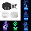 3D Night LED Light Lamp Base Christmas Decoration Lights Multi Styles Acrylic Panel Xms Gift for Kids 16 Colors Remote USB Cable