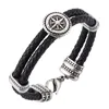 Charm Armbänder Modeschmuck Männer Leder Geflochtenes Armband Schild Edelstahl Karabinerverschluss Armreifen Männliches Handgelenk Band Geschenke