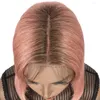 Czarna perłowa brazylijska peruka koronkowe przednie ludzkie peruki włosy Krótki kolor różowy ciemny korzeń 613 Blond