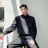 Camisas casuais masculinas Syuhgfa 2022 Autumn lapela de manga longa camisa preta para homens irregulares de peito solto de rua coreana solta roupas de rua