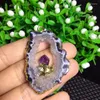 Pendant Necklaces Drop Natural Crystal Pendants Raw Ore Rough Hole With Purple Tooth For Women Men Gift Jewelry JoursNeige