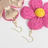 Boucles d'oreilles pendantes AENSOA fait à la main rotin raphia tricoté goutte de fleur pour les femmes bohême coloré gros bijoux d'été floraux