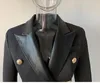 Kvinnors kostymer 2022 Spring Autumn Quality Women Double Breasted Pu Leather Collar Slim Black Blazer ol Formal Classic Mini Blazers