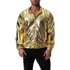 Erkek Ceketler Sonbahar Giyim Erkekler İnce parlak parlak altın yansıtıcı ceket moda uzun kollu gündelik kıyafet erkek ceket artı beden sokak kıyafeti