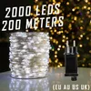 200M LED String Lights Garland Street Fairy Lamps Christmas Outdoor Waterproof For Patio Garden Home Tree Wedding Decoration