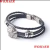 Pulseras con dijes Pulsera con cabeza de BL Vintage para hombre, pulseras trenzadas con dije de roca, brazalete de cuero antiguo para hombre, joya fresca Lulubaby Dhonx