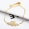 Strand Heart Diamond Micro Inlaid 18K Gold Plating High Quality Adjustable Chain Pendant Bracelet Women's Luxury Gift Bride