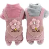 Hundebekleidung Kleidung Rosa Grau Overall Strampler Dickes Fleece Herz Design Katzenmantel Winter für kleine mittelgroße Hunde Onesie Bichon Haustierkleidung