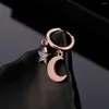 célèbre BrandDesignerHoop Boucles d'oreilles Star Moon pour femmes en acier inoxydable petit cercle oreille mosaïque