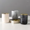 Storage Bottles European Natural Marble Jar With Lid Bedroom Cosmetic Container Office Desktop Pen Holder Living Room Candy Organizer