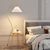 Floor Lamps Vintage Solid Wood Coffee Table Pleated Lampshade Living Room Standing Light Remote Control Dim Bedroom Bedside Lamp
