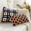 Almohada Naranja Negro Contraste Marroquí Tufted Cover Geométrico 45x45cm / 30x50cm Sofá de decoración del hogar