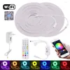 Tiras LED LUZ NEON RGB SIGNA DE FLAPBON FLEXÍVEL DIAGEM DO RGB Diodo de fita Wi-Fi/m WiFi 0,5m-5m Tira de controle remoto