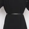 Cinturones Cinturón de cuero para mujer Casual Metal Triángulo dorado Hebilla Negro Marrón Cintura genuina Vestido 2022 Moda de diseñador